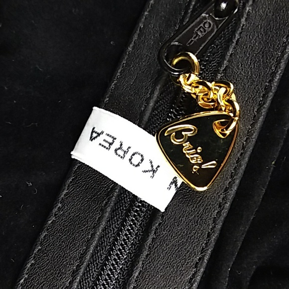 VINTAGE BRIO! LEATHER CLAMSHELL CROSSBODY CLUTCH 1980s RETRO BAG BLACK - Picture 10 of 10